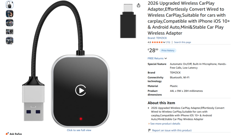 Brand New Sealed 2026 Upgraded Wireless CarPlay Adapter - 50% Off!