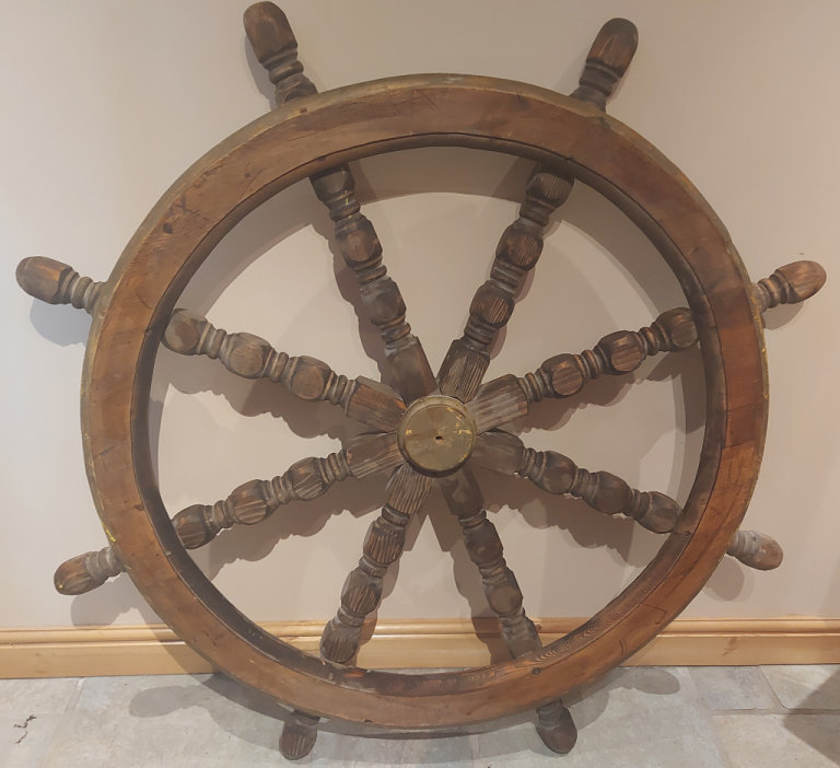 ANTIQUE LARGE ANTIQUE SOLID WOODEN SHIPS WHEEL 137cm (54 Inch) PUB GARDEN ORNAMENT