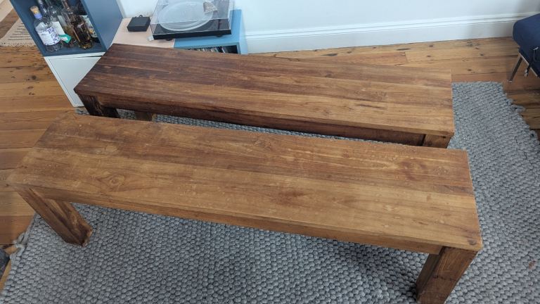 Solid Teak Wooden Bench Hall Boot Room Kitchen Window Seats
