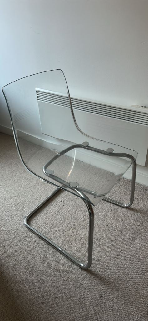 IKEA TOBIAS Clear Plastic Chair with Chrome Frame – Good Condition