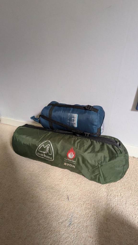 Eurohike tent and sleeping bag