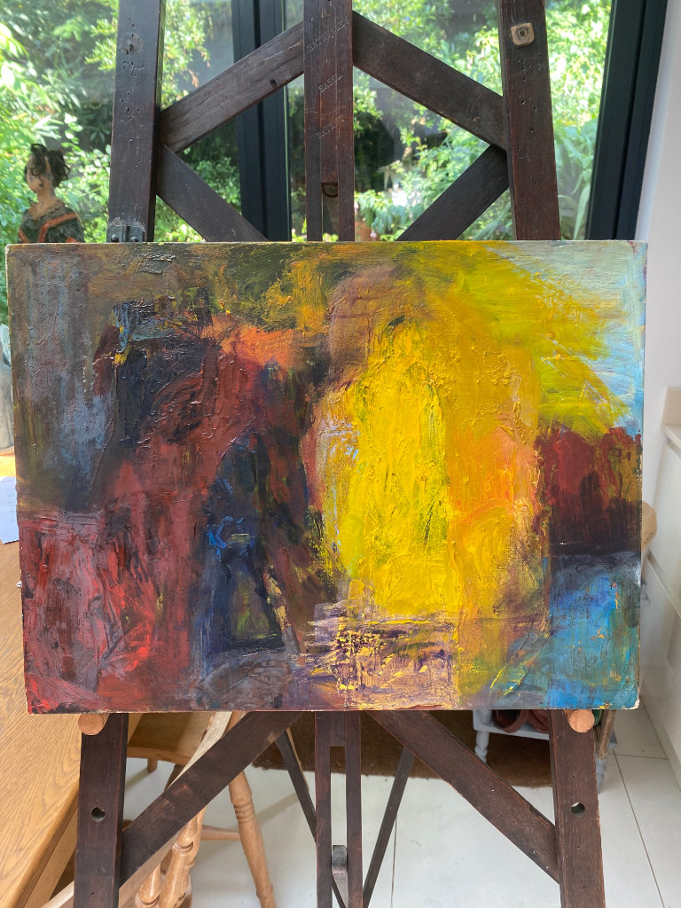 Original Abstract painting on canvas , signed Dyson