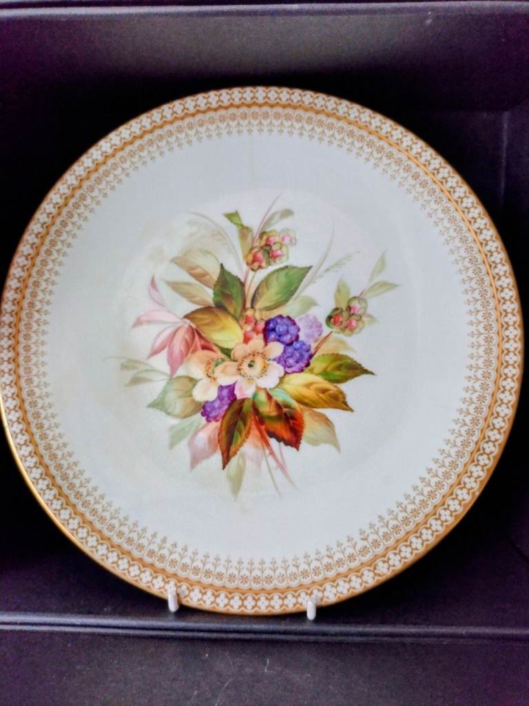Antique 9 inch Plate with a beautiful Blossom & Blackberry design. See the photos/details!
