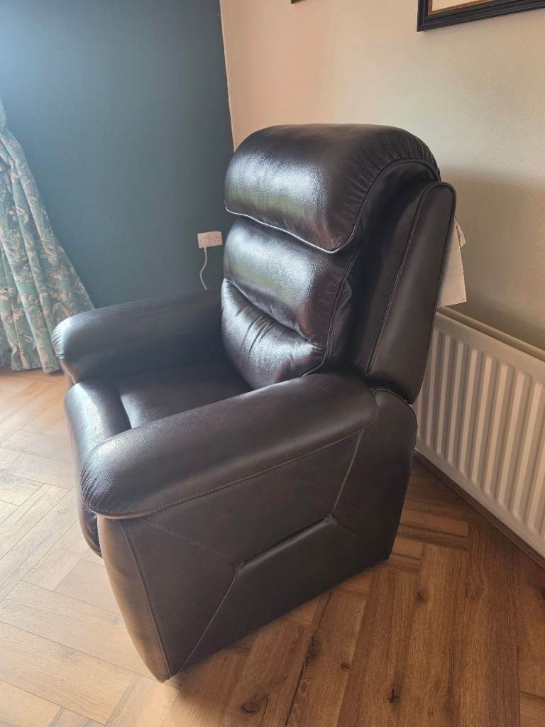 Harvey Norman Tilt & Lift Brown Leather Armchair Recliner 