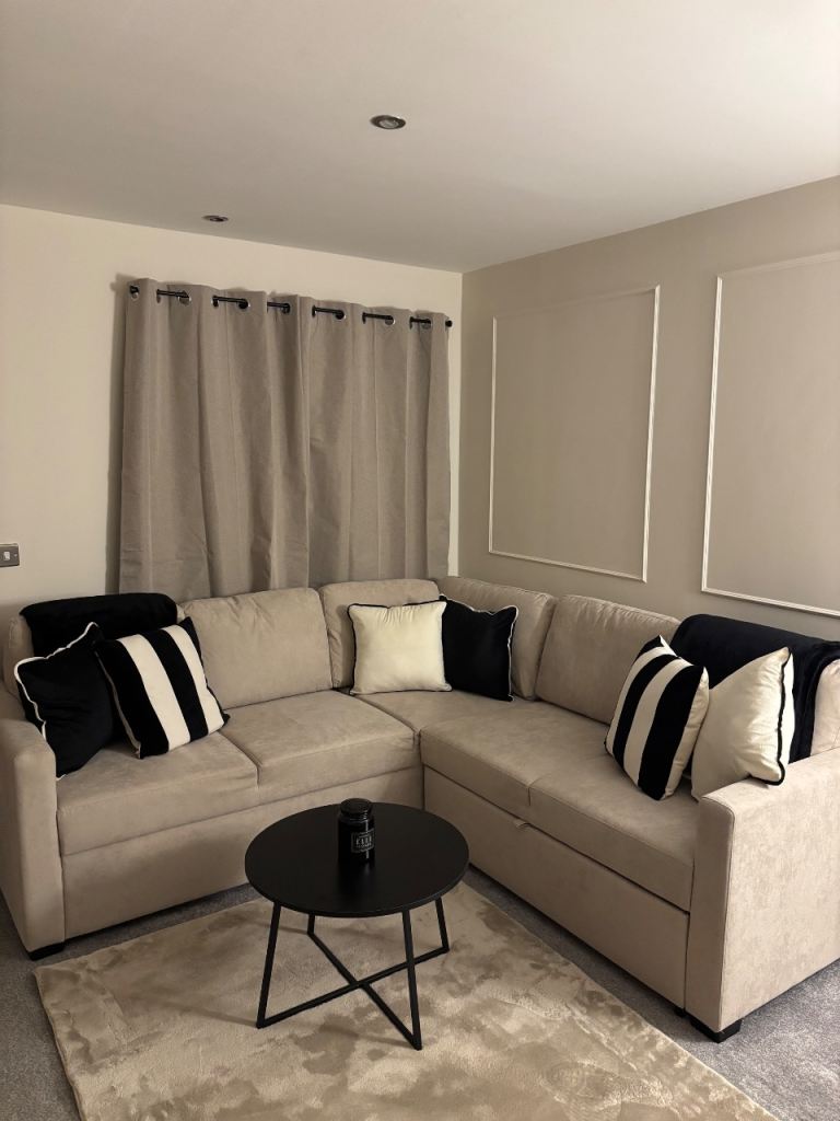 Beige Corner Sofa with Storage – Great Condition