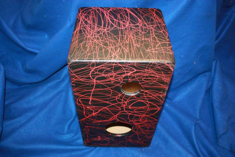 RJM Custom Cajon ~ Red Splatter Bespoke Finish ~ Made In England ~ 23in x 12in x 12in ~ £95 ono