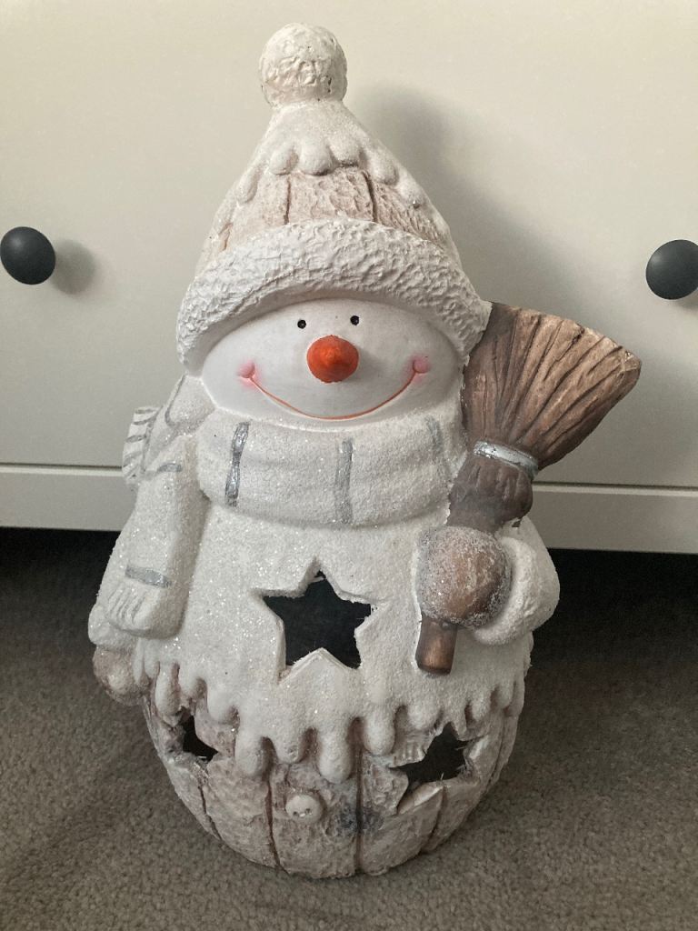 large ceramic snowman christmas tea light