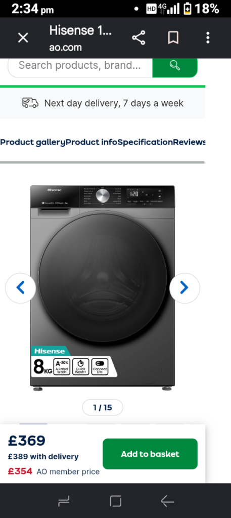 Hisense 8kg Washing Machine – Brand New