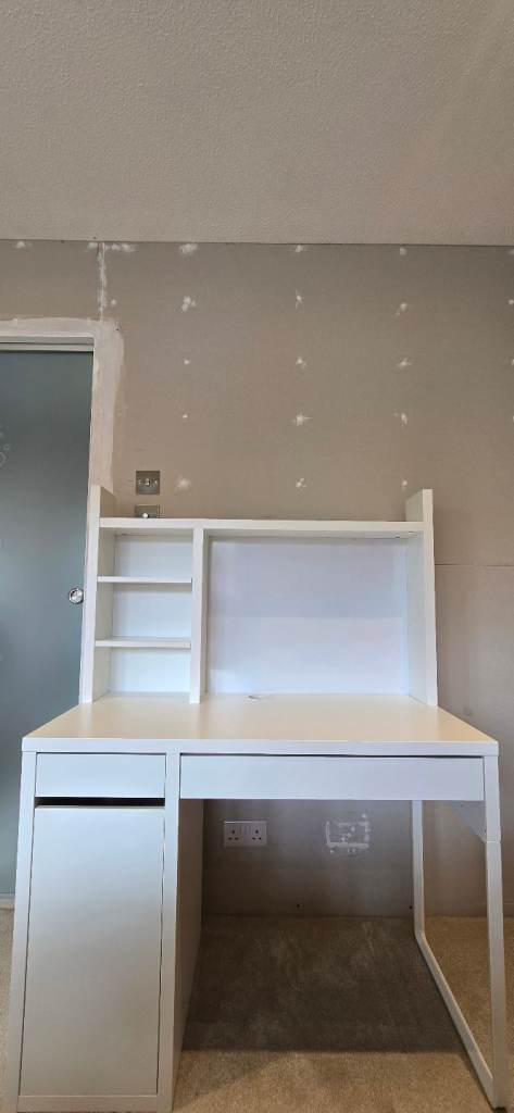 Ikea Micke Desk including additional back and transparent mat.