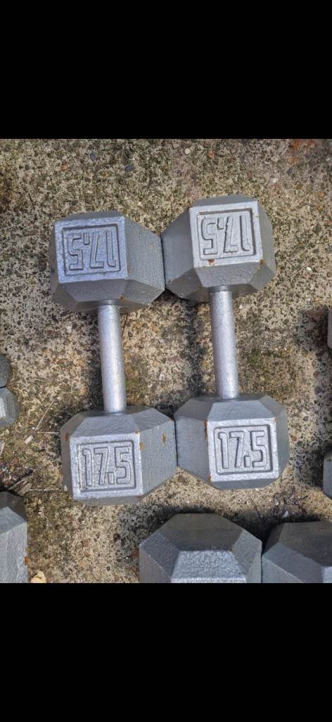 17.5 kg pair of Hex metal dumbells 