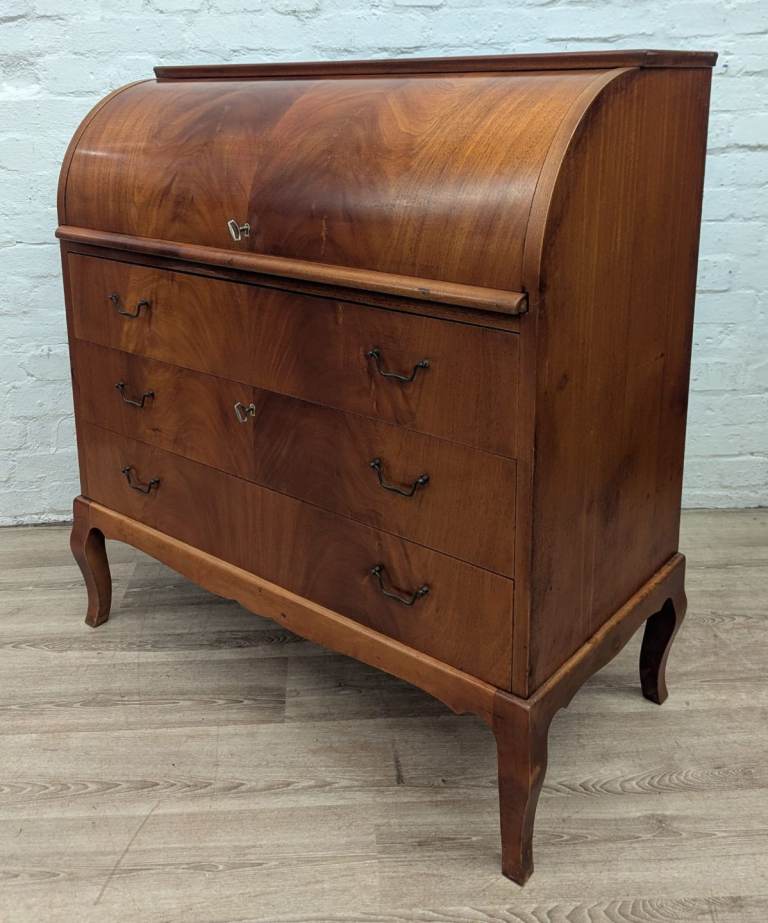 *£10 Central belt delivery* Mid Century mahogany roll top writing bureau 