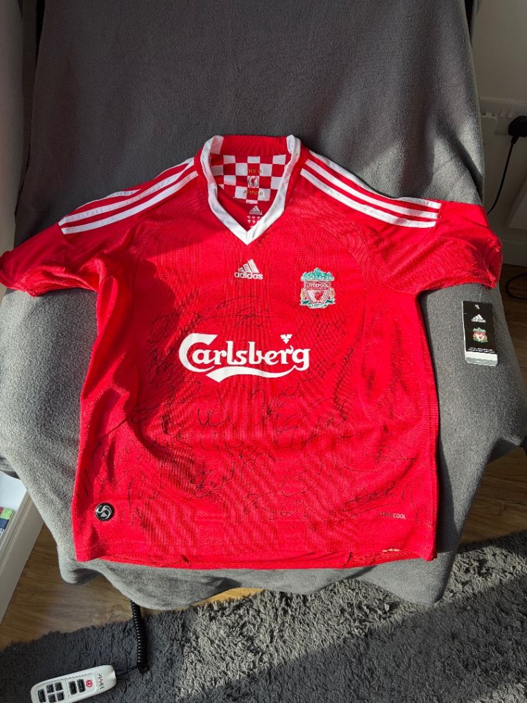SIGNED Liverpool 2008-10 Shirt + COA – Gerrard, Carragher – LFC Official