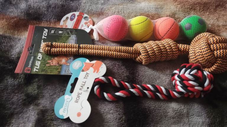 Dog toy bundle new £7 balls and two tug of war rope s £7