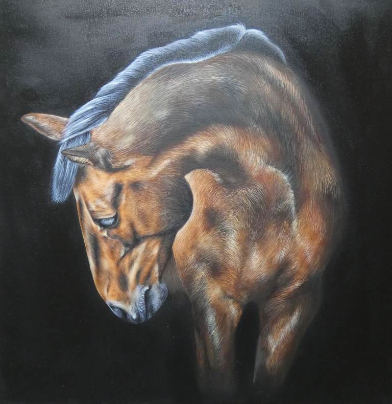 Sadness - hand made oil painting of a horse