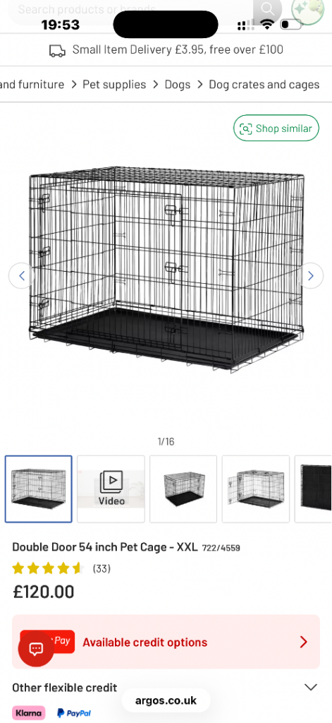 Dog crate- different sizes 