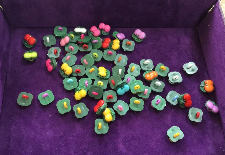 NEW buttons cherry fruit, x64. Crafts, sewing etc. ONLY £3 the lot !!!