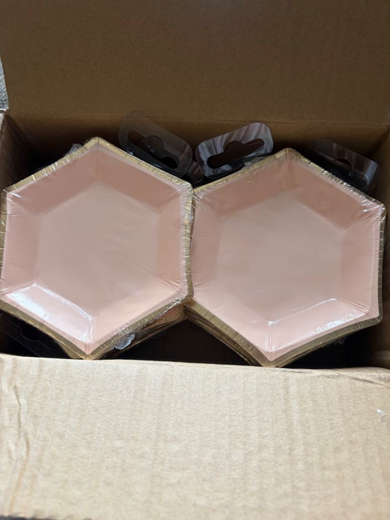 Neviti Peach Marble Paper Plates - New, 12.5cm