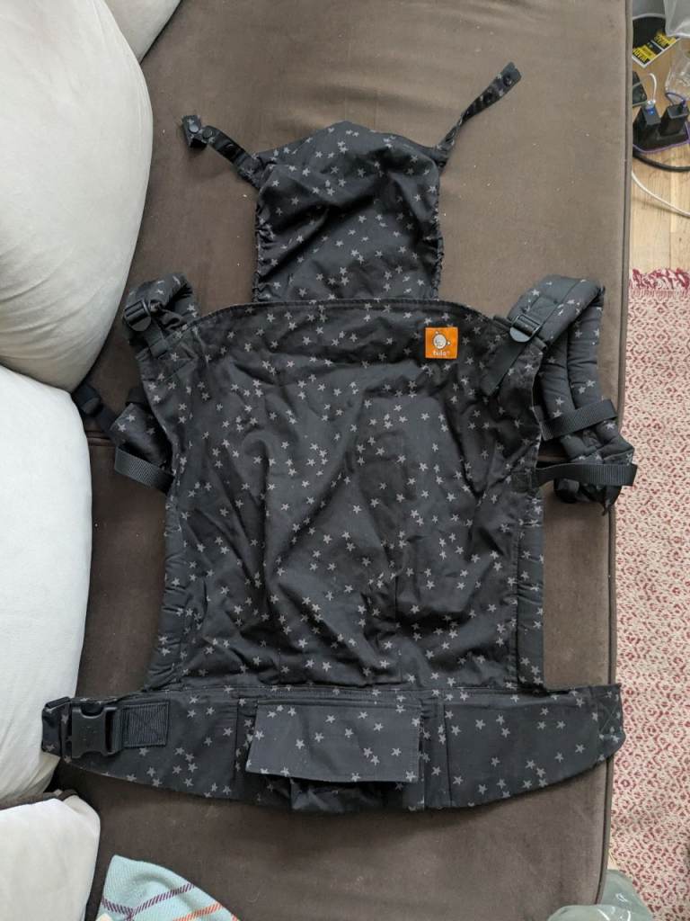 Tula Baby Carrier – Black with Star Pattern, Good Condition