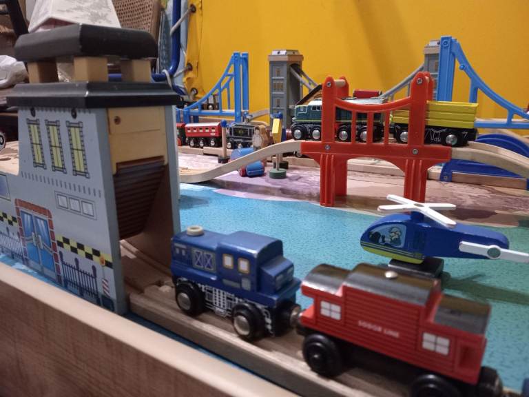 Massive Brio wooden train set collection plus track play table