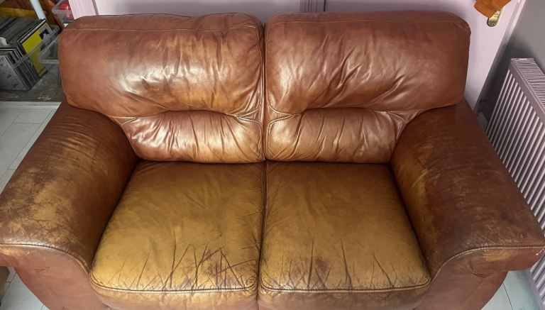 Tan leather couch 