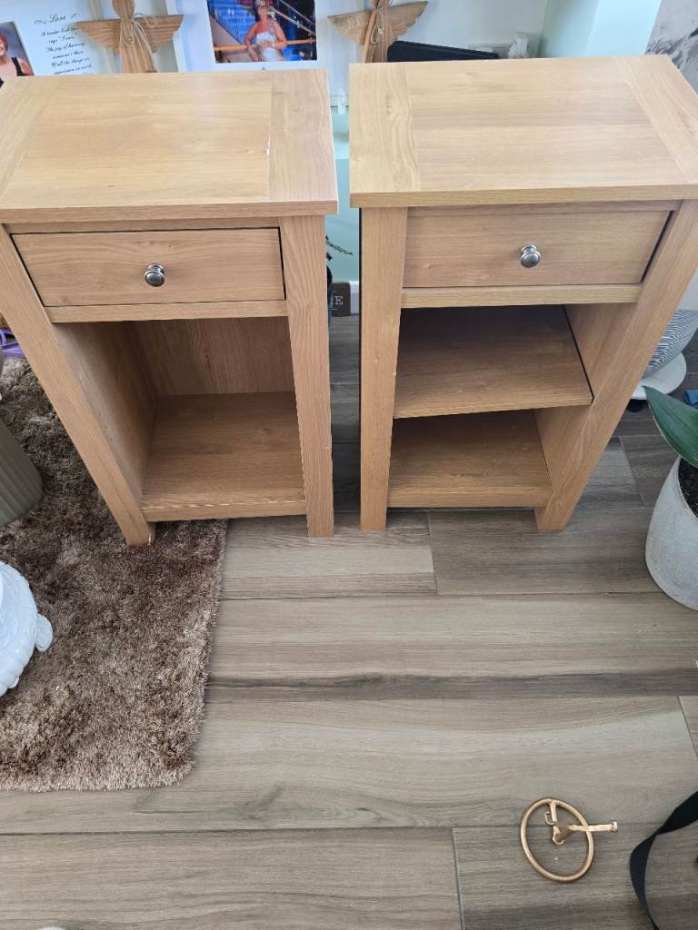 Pair of Wooden  Tables with Drawer and Shelf