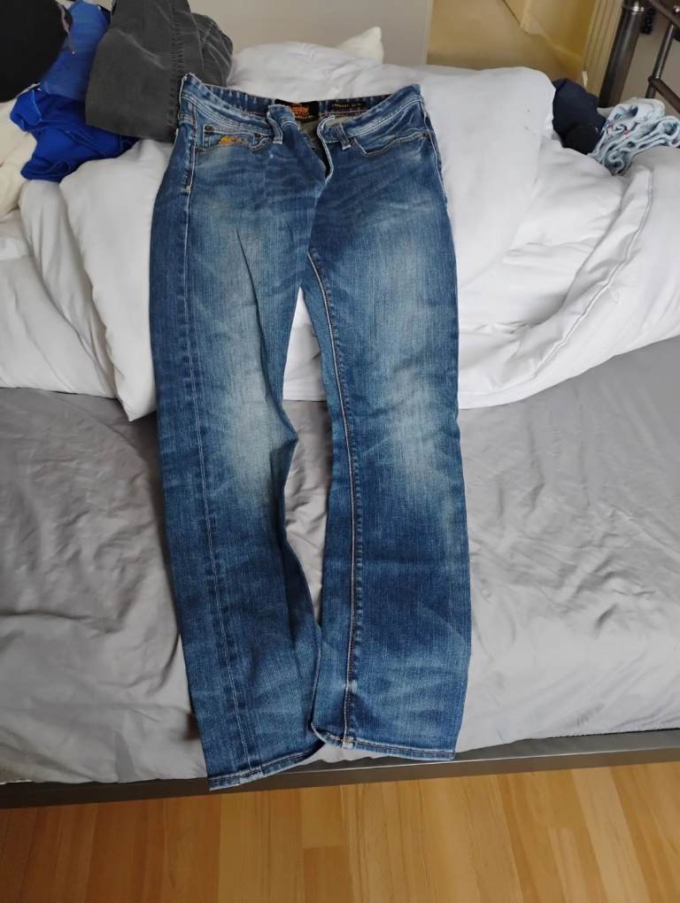 Like new genuine super dry jeans size 32w 30l mens slim fit 