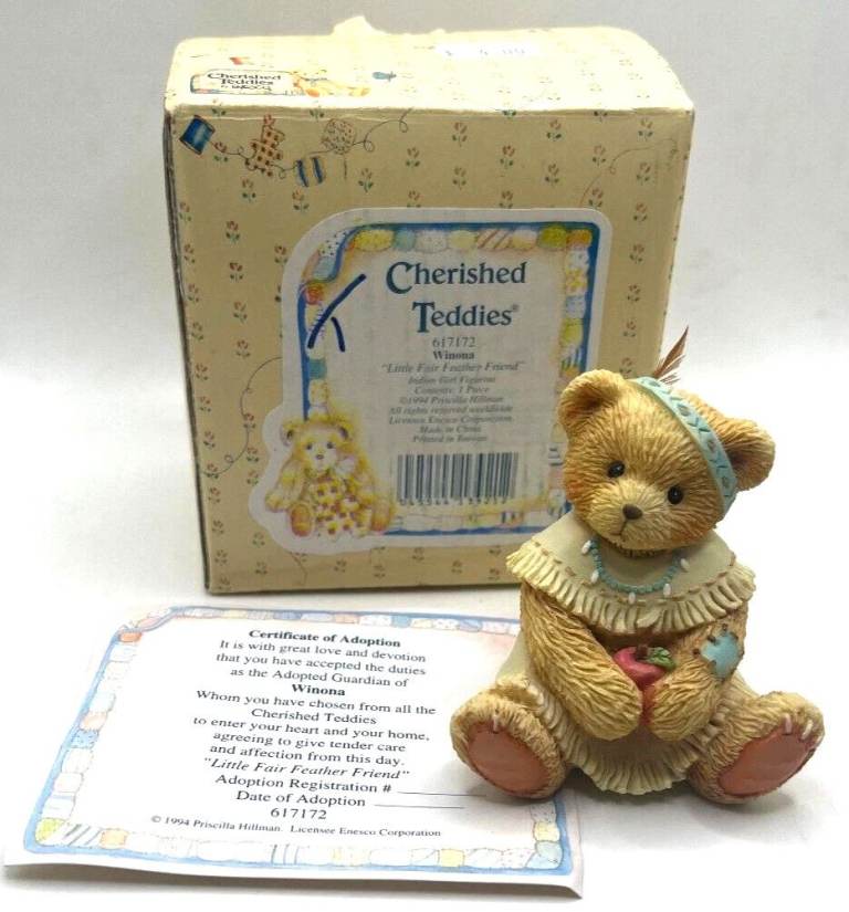 Cherished Teddies Bear Winona Figurine – With Box & Certificate