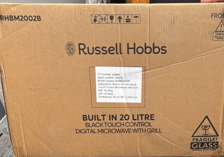Russell Hobbs 20 Litre Black Digital Microwave with Grill – NEW