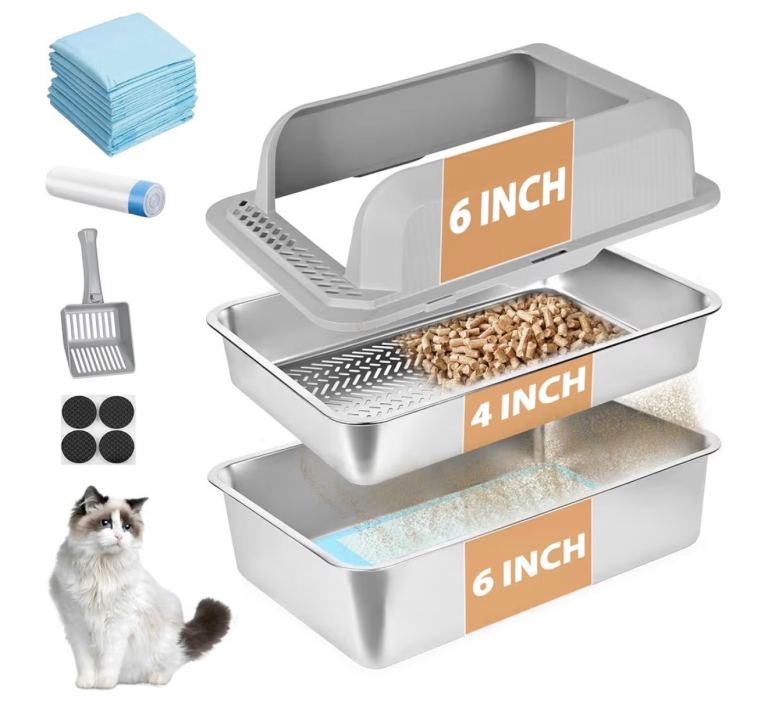 Stainless Steel Sifting Litter Box for Pine Pellets