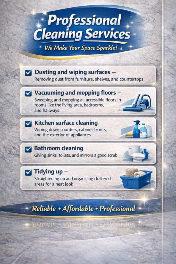 Cleaning slots available on Tuesday and Wednesday 