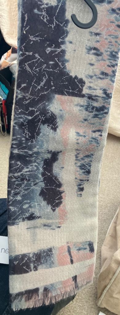 RRP £12. New with tags beautiful NEXT scarf . Blue/pink with silver threading