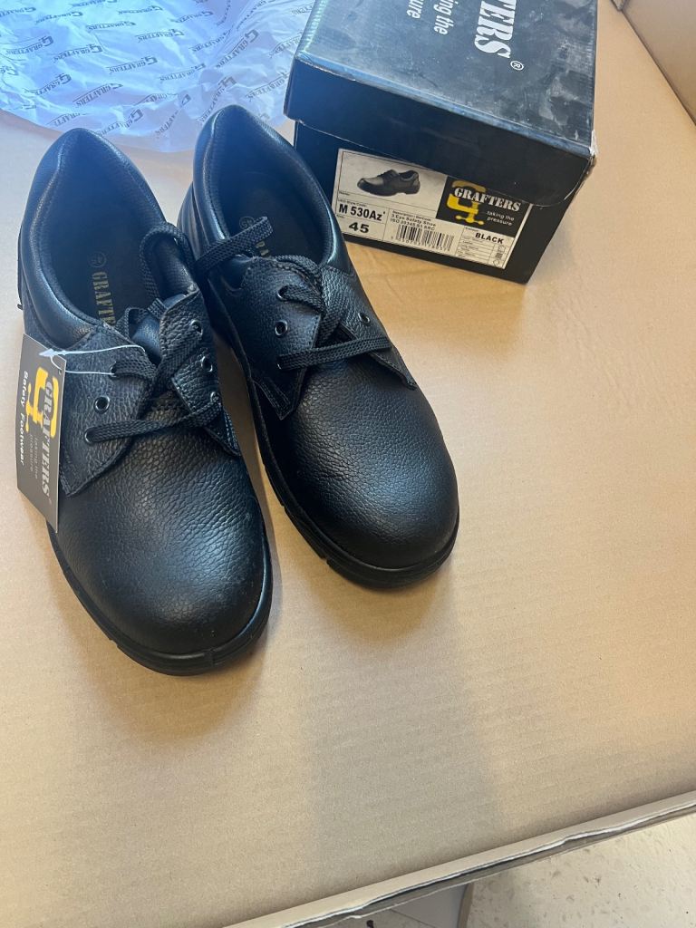 Grafters safety shoes men’s toe cap, cushioned footbed, slip resistant 