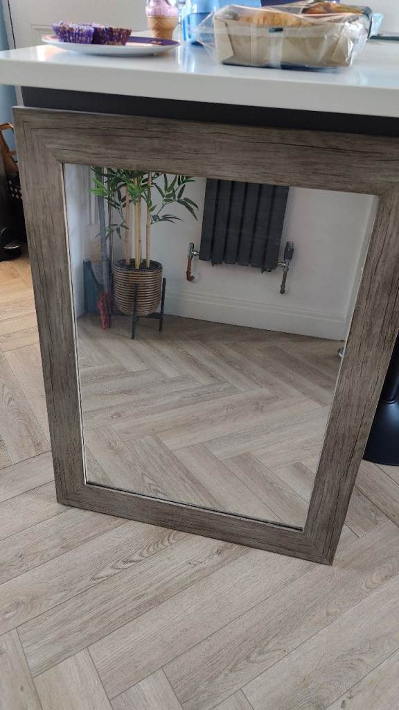 Wood Effect Mirror 70cm x 50cm