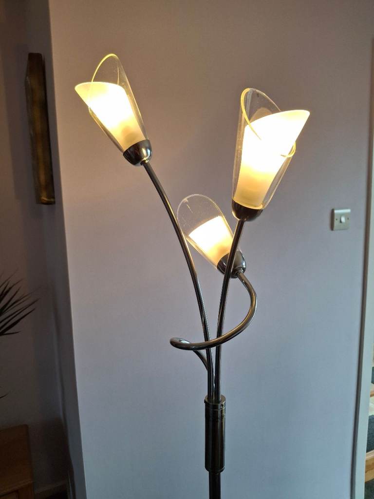 Chrome Floor Lamp with 3 Glass Shades