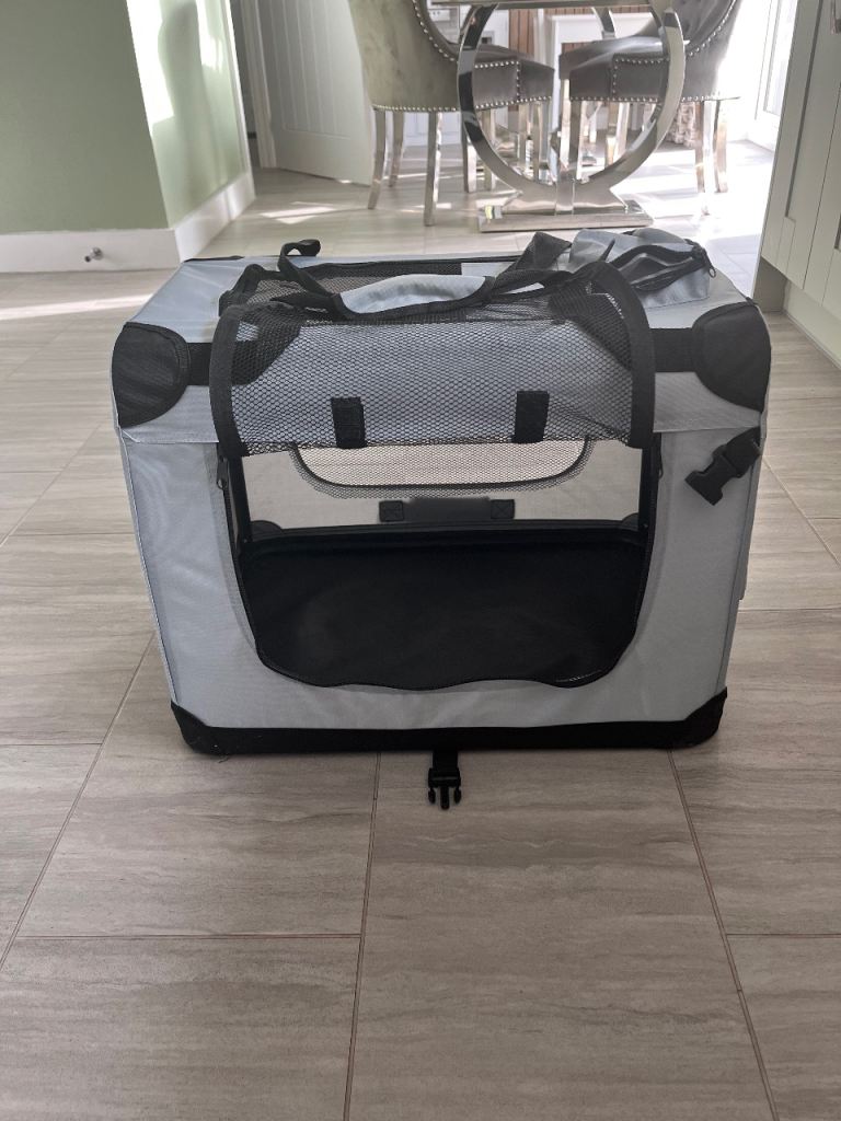 Large grey and black pet carrier