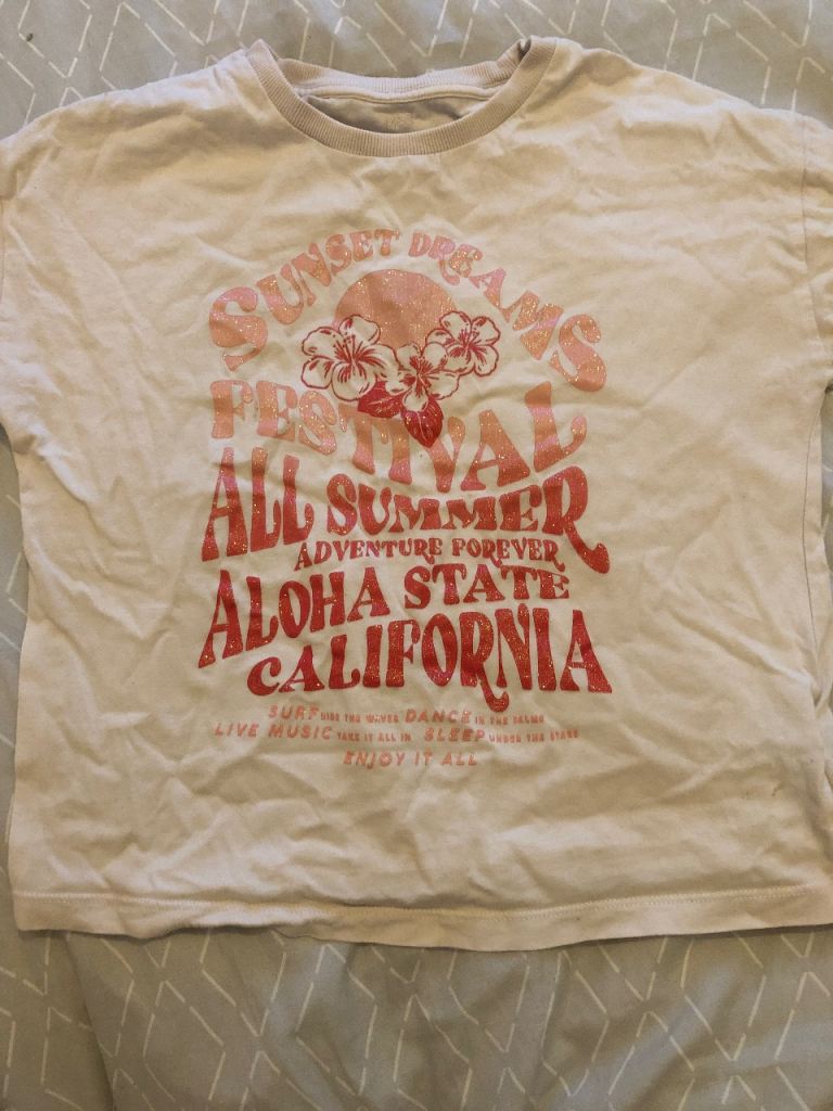 Girls White Cotton T-Shirt with 'Sunset Dreams Festival' Print