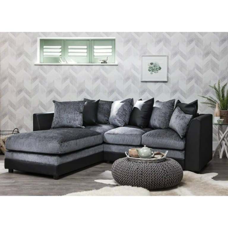 Brand New Dylan Sofas L Shape Corner And 3+2 Seater Sofa Set - Cord Chenille & Crushed Velvet Fabric