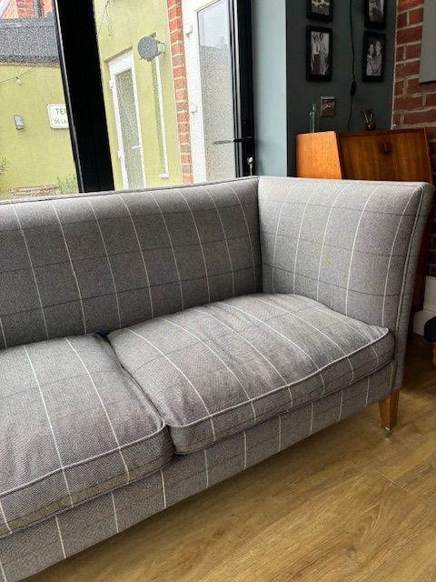 2 Descartes Plain Two and a Half Seat Sofa – Grey Fabric, Good Condition