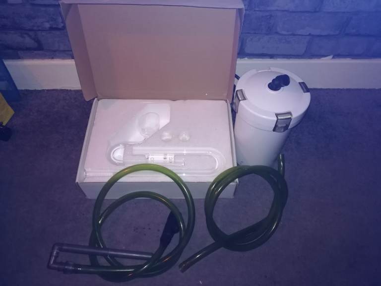 Small Tropical Aquarium External Filter with Media And New Glass LilyPipes