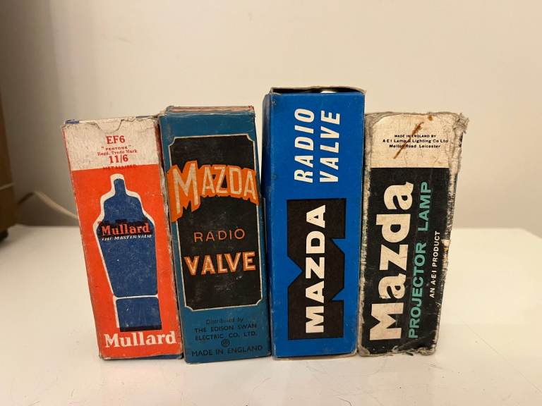 4 Vintage Radio Valves/Projector Lamp - Mullard EF6,Mazda P61, PL504
