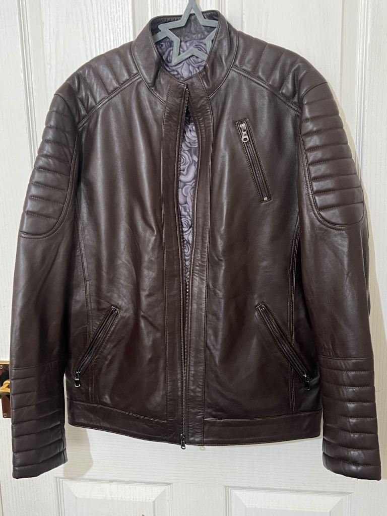 Premium Nappa 100% Lambskin Leather Dark Brown Racer Jacket