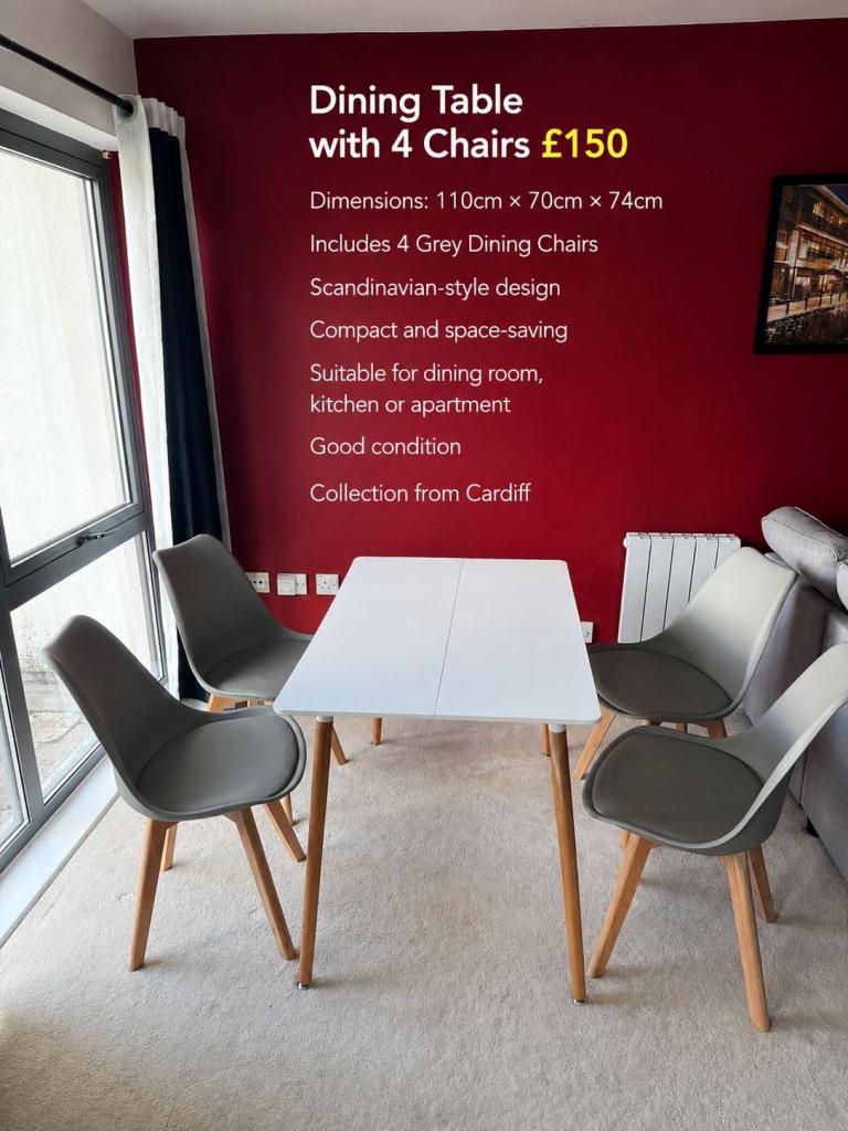  Wayfair Dining Table & 4 Chairs | Excellent Condition | Only 1 Year Old | £150 ONO