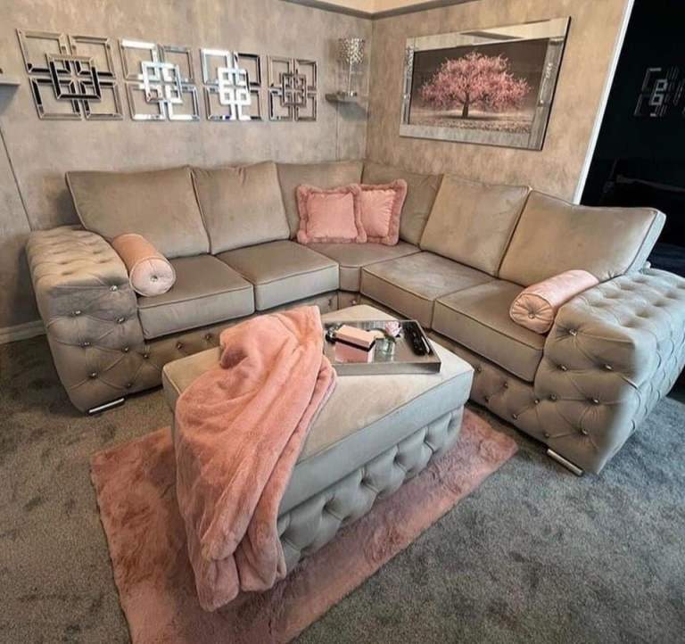 image for Super Ashton L Shape Sofa 2+3 Seater With Stool Free Delivery 