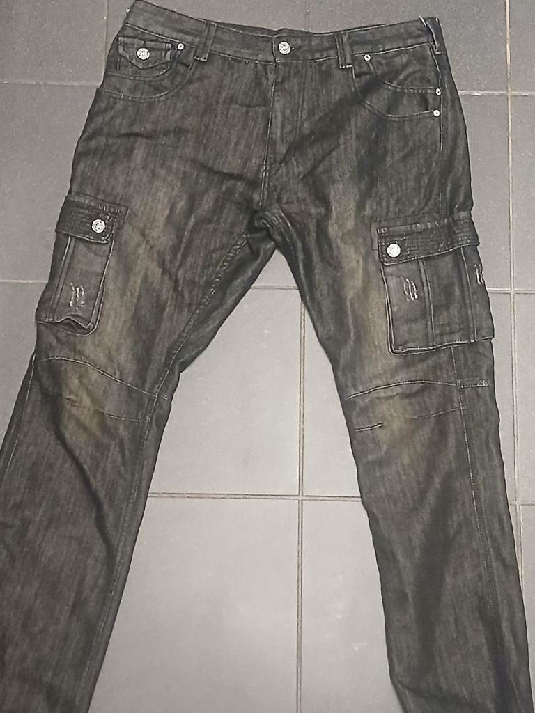 McCarthy Mens Jeans 36W Regular Grey Black Denim - Excellent Condition No Flaws