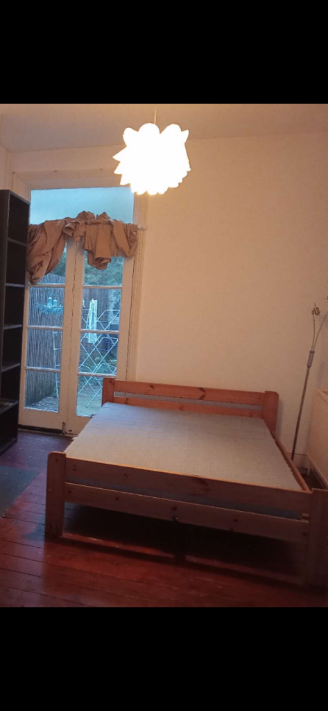 Pine Wood Bed Frame and Mattress – Good Condition