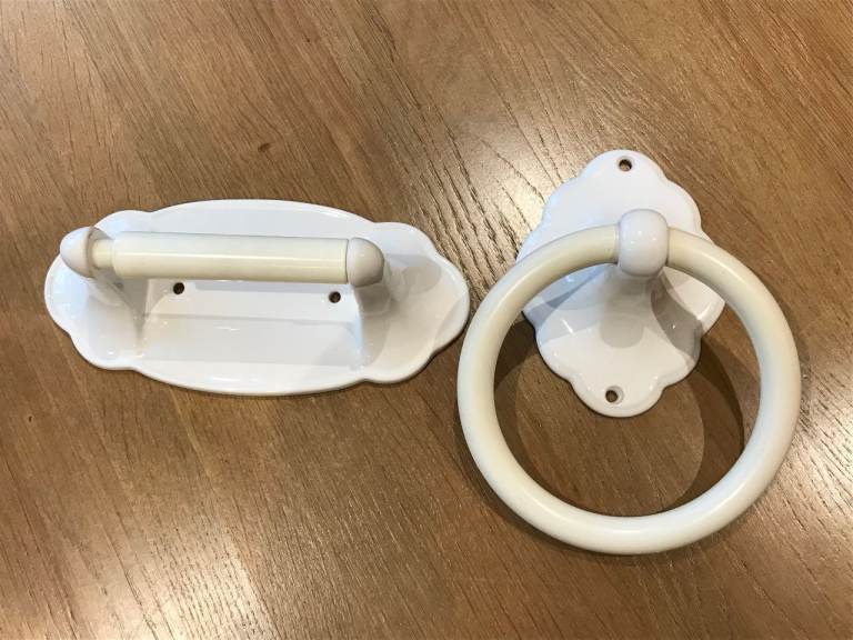 Miller Soft White Towel Holder and Toilet Roll Holder