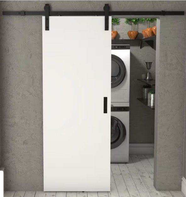 White Sliding Door with Black Track System 762 x 1981 x 35mm
