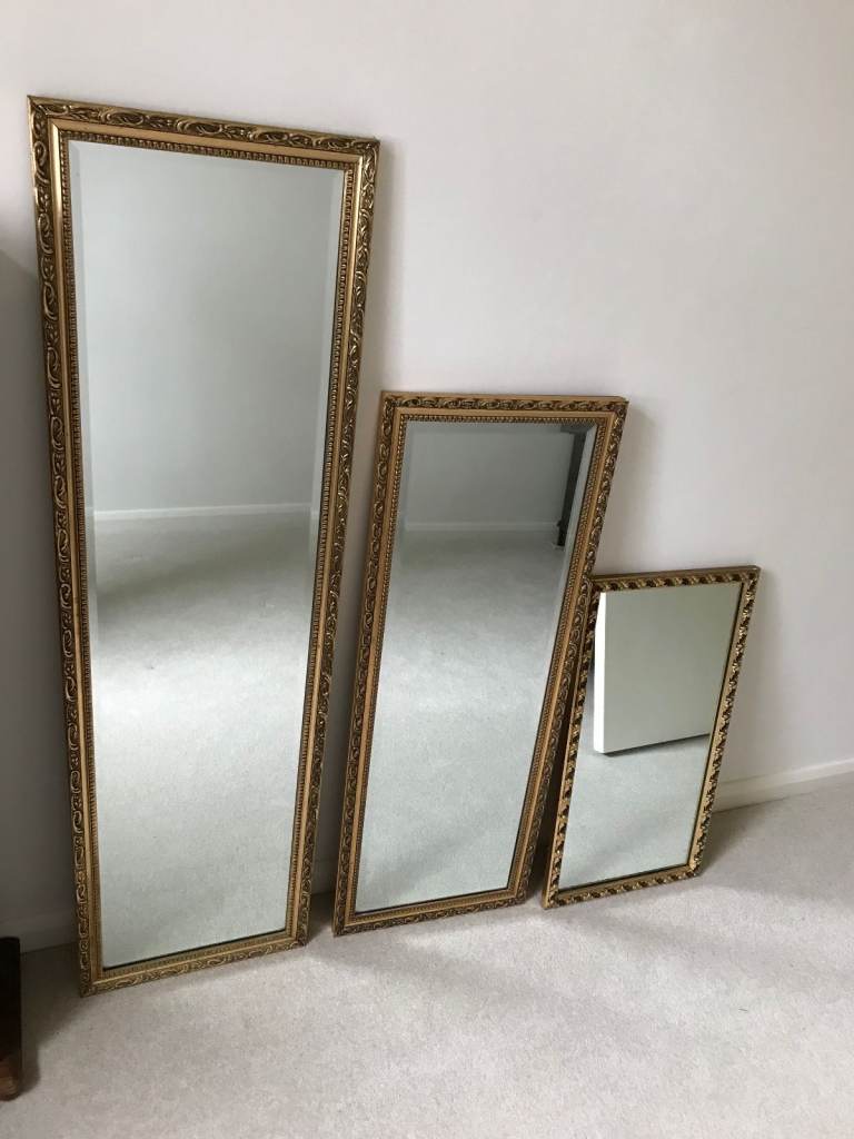 3x Gilt Edged Bevelled Mirrors