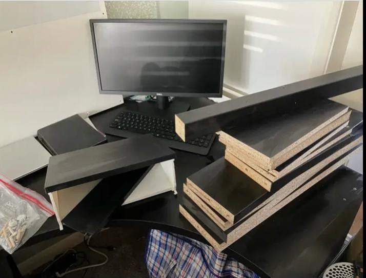 Ikea Micke Corner Desk in Dark Brown with Chair