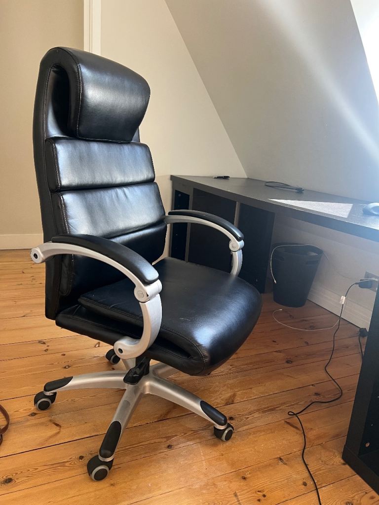 Black Office Chair desks and monitor - Adjustable with Armrests